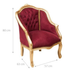 Poltrona francesa estilo Luís XVI em madeira maciça de faiaW63XDP57XH80 cm 2