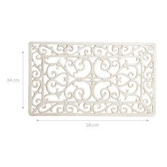 Zerbino in ghisa finitura bianca anticata L58xPR34xH1,5 cm 2