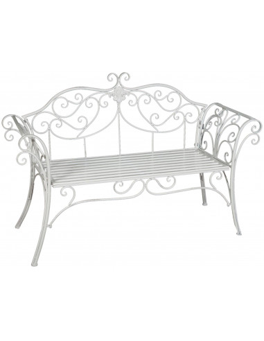 Divanetto in ferro battuto finitura bianca anticata L133xPR47xH90 cm