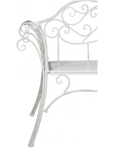 Divanetto in ferro battuto finitura bianca anticata L133xPR47xH90 cm