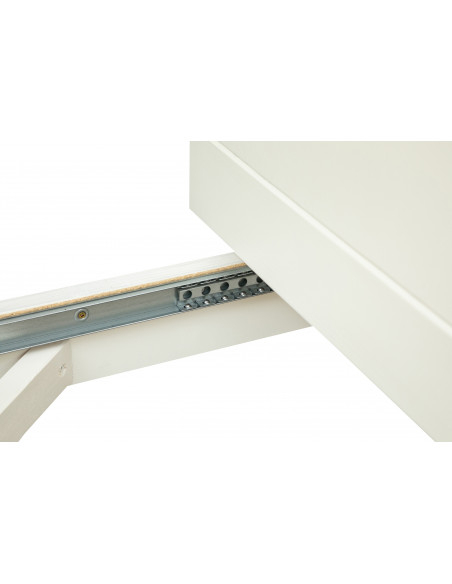 Mesa extensível country em madeira maciça de lima com acabamento branco antigo 90x90x80 cm. Feito na Itália