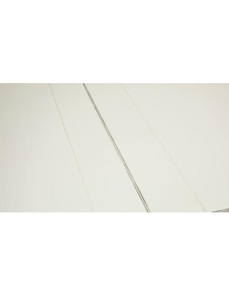 Shabby extendable table in white wood: lateral detail. By Biscottni
