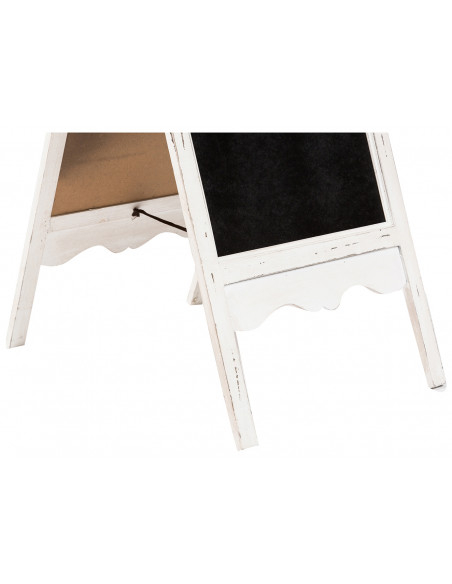 Lavagna da terra bifacciale con cornice in legno finitura bianca anticata L50xPR6xH95 cm