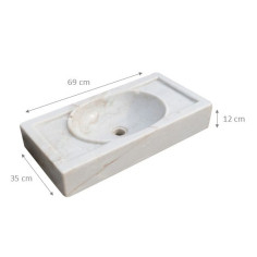 Pia de mármore branco L69xDP35xH12 cm 2