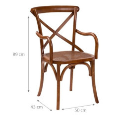 Sedia con braccioli  Thonet in massello di frassino finitura noce e seduta in paglia di Vienna 50x43x89 cm 2