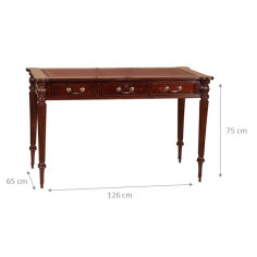 Scrivania scrittoio in legno massello di mogano finitura noce 126x65x75  cm 2
