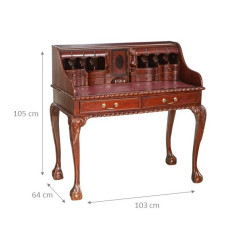 Scrittoio Lady secretaire in legno massello di mogano finitura noce 103x64x105 cm 2