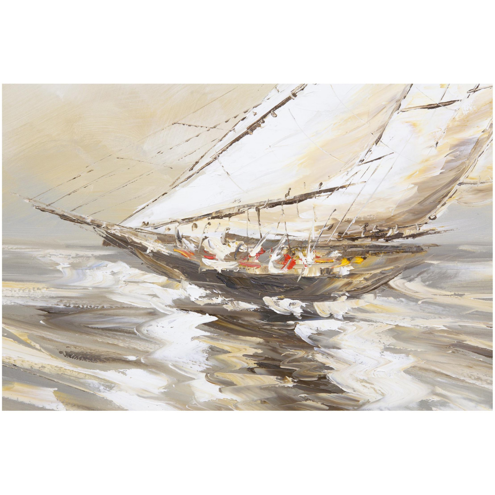150 x 50 cm tela su telaio pittura a olio mare onde di tempesta Roccia barca a vela su tela a come Panorama 