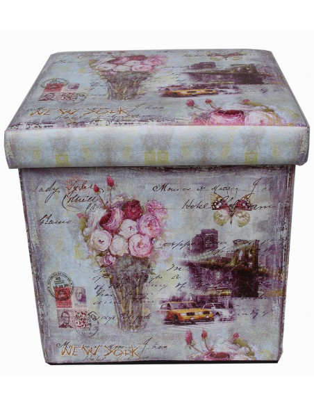 Pouf contenitore richiudibile in ecopelle 32x32x32 cm