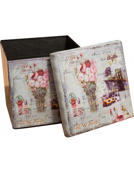 Pouf contenitore richiudibile in ecopelle 32x32x32 cm