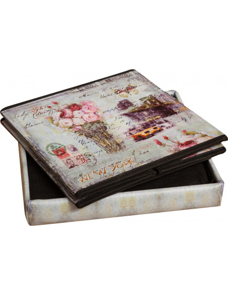 Pufe recipiente dobrável em couro ecológico 32x32x32 cm