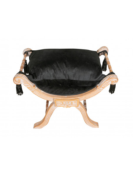 Panchetta stile francese Luigi XVI in legno massello di faggio L74XPR46XH54 cm