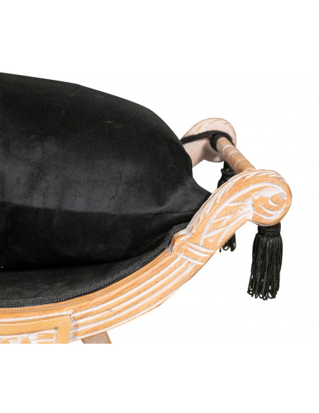 Panchetta stile francese Luigi XVI in legno massello di faggio L74XPR46XH54 cm