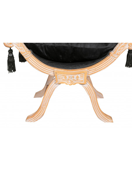 Panchetta stile francese Luigi XVI in legno massello di faggio L74XPR46XH54 cm