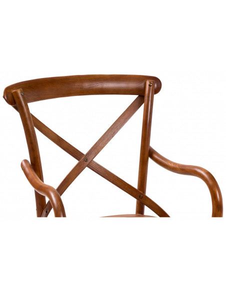 Sedia con braccioli  Thonet in massello di frassino finitura noce e seduta in paglia di Vienna 50x43x89 cm