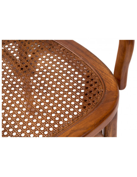 Sedia con braccioli  Thonet in massello di frassino finitura noce e seduta in paglia di Vienna 50x43x89 cm