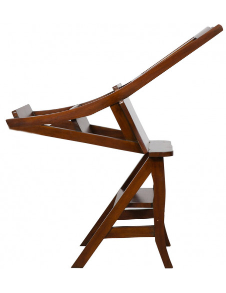 Sedia scala in massello di mogano finitura noce 44x38x90 cm