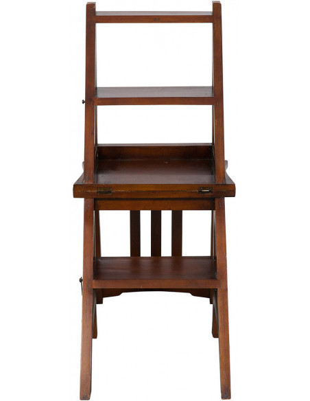 Sedia scala in massello di mogano finitura noce 44x38x90 cm