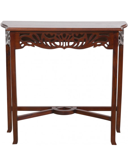 Consolle Elisa in legno massiccio finitura noce 80x27x75 cm