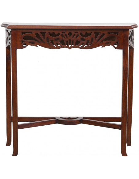 Consolle Elisa in legno massiccio finitura noce 80x27x75 cm