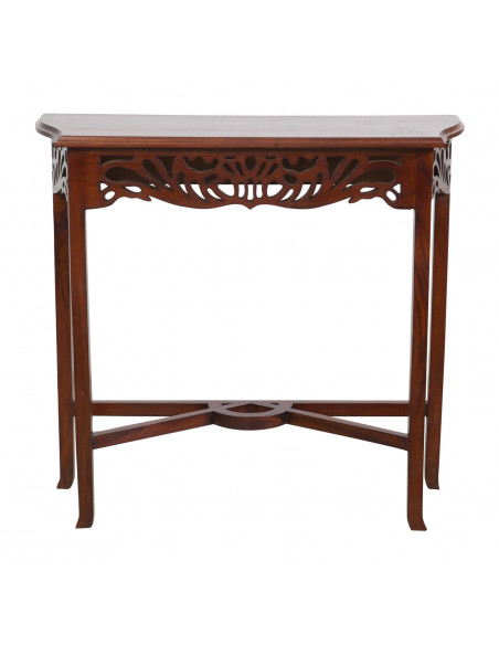 Consolle Elisa in legno massiccio finitura noce 80x27x75 cm