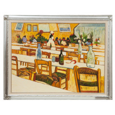 Dipinto a mano olio su tela con cornice in legno finitura foglia argento 140x3x110 cm