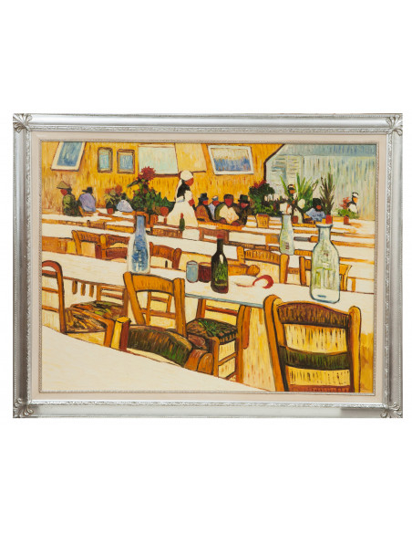 Dipinto a mano olio su tela con cornice in legno finitura foglia argento 140x3x110 cm