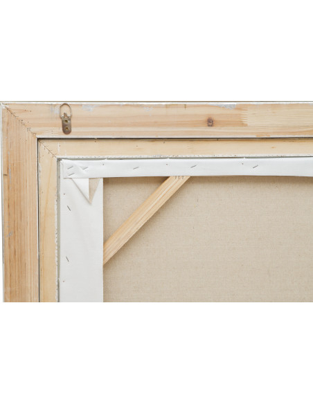Dipinto a mano olio su tela con cornice in legno finitura foglia argento 140x3x110 cm