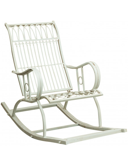Cadeira forjada poltrona de ferro branco finish L127xPR64xH90 cm