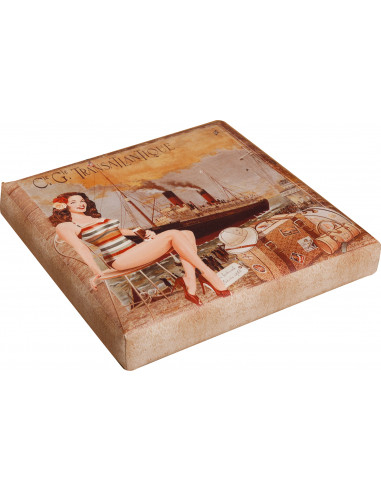 Faltbarer Aufbewahrungshocker aus transatlantischem Kunstleder