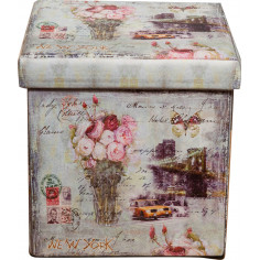 Pouf contenitore richiudibile in ecopelle 32x32x32 cm 2