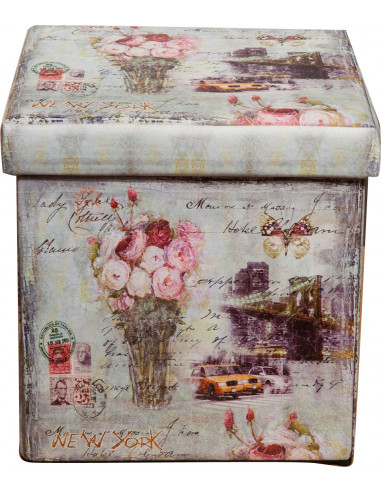 Pufe recipiente dobrável em couro ecológico 32x32x32 cm Pufe recipiente dobrável em couro ecológico 32x32x32 cm