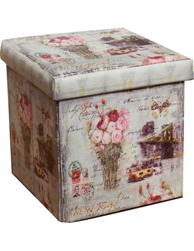 Pouf contenitore richiudibile in ecopelle 32x32x32 cm