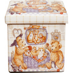 Pouf contenitore richiudibile in ecopelle 32x32x32 cm 2