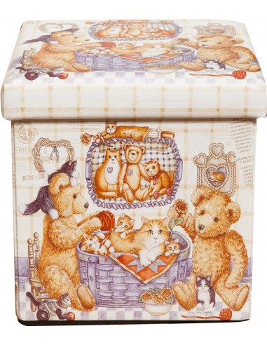 Pufe recipiente dobrável em couro ecológico 32x32x32 cm Pufe recipiente dobrável em couro ecológico 32x32x32 cm