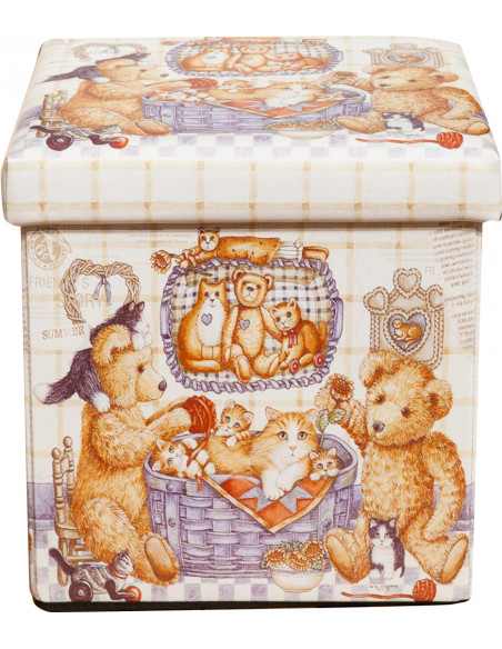 Pouf contenitore richiudibile in ecopelle 32x32x32 cm