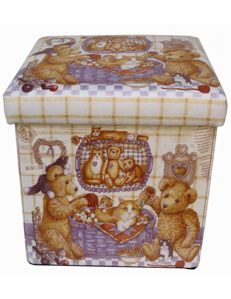 Pouf contenitore richiudibile in ecopelle 32x32x32 cm