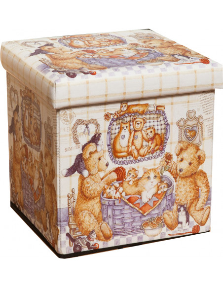 Pouf contenitore richiudibile in ecopelle 32x32x32 cm