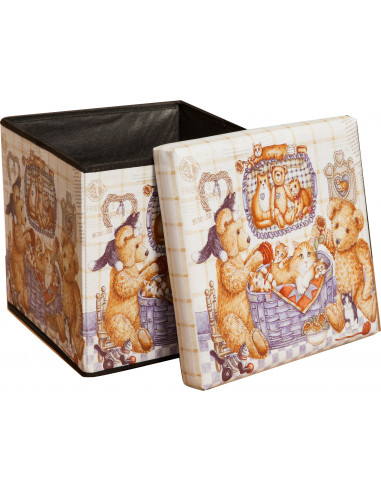 Pufe recipiente dobrável em couro ecológico 32x32x32 cm Pufe recipiente dobrável em couro ecológico 32x32x32 cm