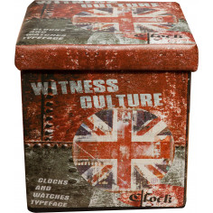 Pouf contenitore richiudibile in ecopelle 32x32x32 cm 2