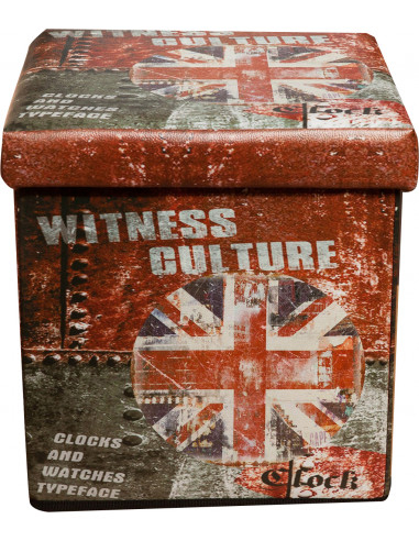 Pufe recipiente dobrável em couro ecológico 32x32x32 cm Pufe recipiente dobrável em couro ecológico 32x32x32 cm