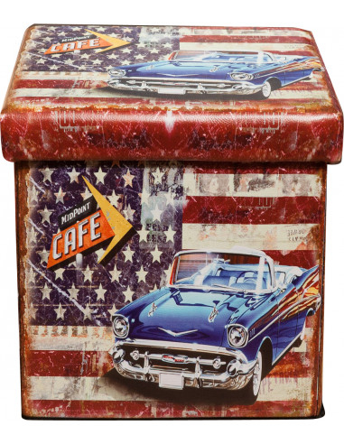 Pufe recipiente dobrável em couro ecológico 32x32x32 cm Pufe recipiente dobrável em couro ecológico 32x32x32 cm