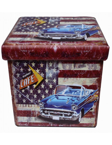 Pouf contenitore richiudibile in ecopelle 32x32x32 cm Pouf contenitore richiudibile in ecopelle 32x32x32 cm