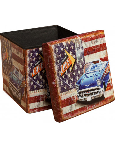 Pouf contenitore richiudibile in ecopelle 32x32x32 cm Pouf contenitore richiudibile in ecopelle 32x32x32 cm