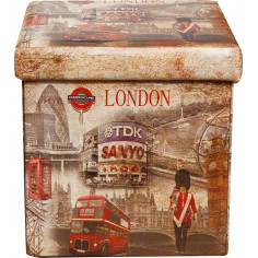 Pouf contenitore richiudibile in ecopelle 32x32x32 cm 2