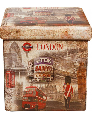 Pouf contenitore richiudibile in ecopelle 32x32x32 cm Pouf contenitore richiudibile in ecopelle 32x32x32 cm