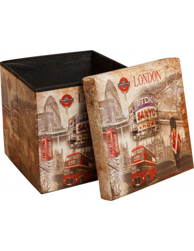 Pouf contenitore richiudibile in ecopelle 32x32x32 cm Pouf contenitore richiudibile in ecopelle 32x32x32 cm