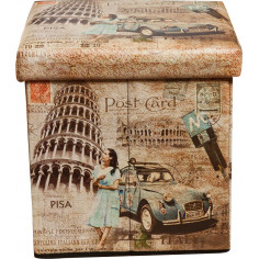 Pouf contenitore richiudibile in ecopelle 32x32x32 cm 2