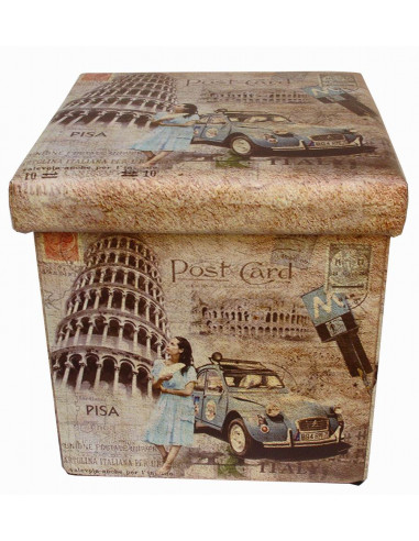 Pouf contenitore richiudibile in ecopelle 32x32x32 cm Pouf contenitore richiudibile in ecopelle 32x32x32 cm