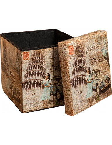 Pouf contenitore richiudibile in ecopelle 32x32x32 cm Pouf contenitore richiudibile in ecopelle 32x32x32 cm